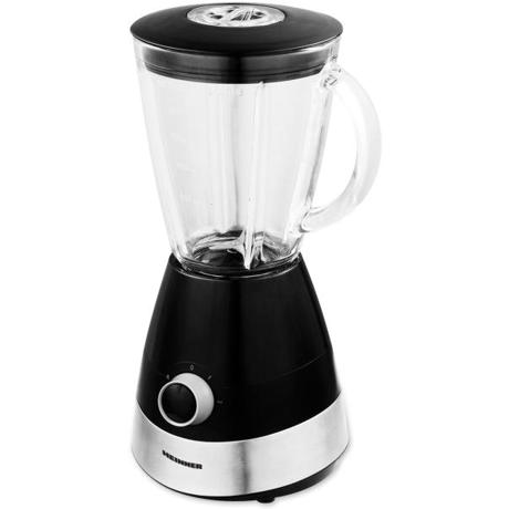 Blender de masa Heinner HBL-550S, 550 W, Bol din sticla 1.5 l, 2 Viteze + Pulse, Negru/Argintiu